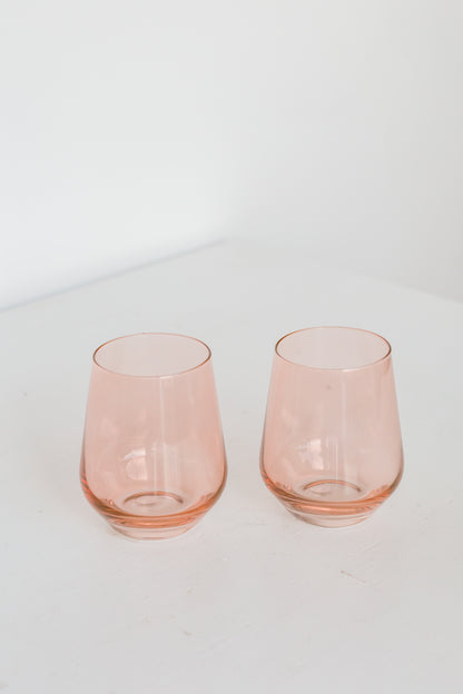 Estelle Colored Wine Stemless - Set of 6-  Peach Fuzz {Our Coral Peach Pink}
