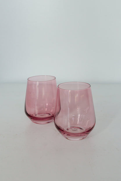 Estelle Colored Wine Stemless - Set of 2 {Rose}