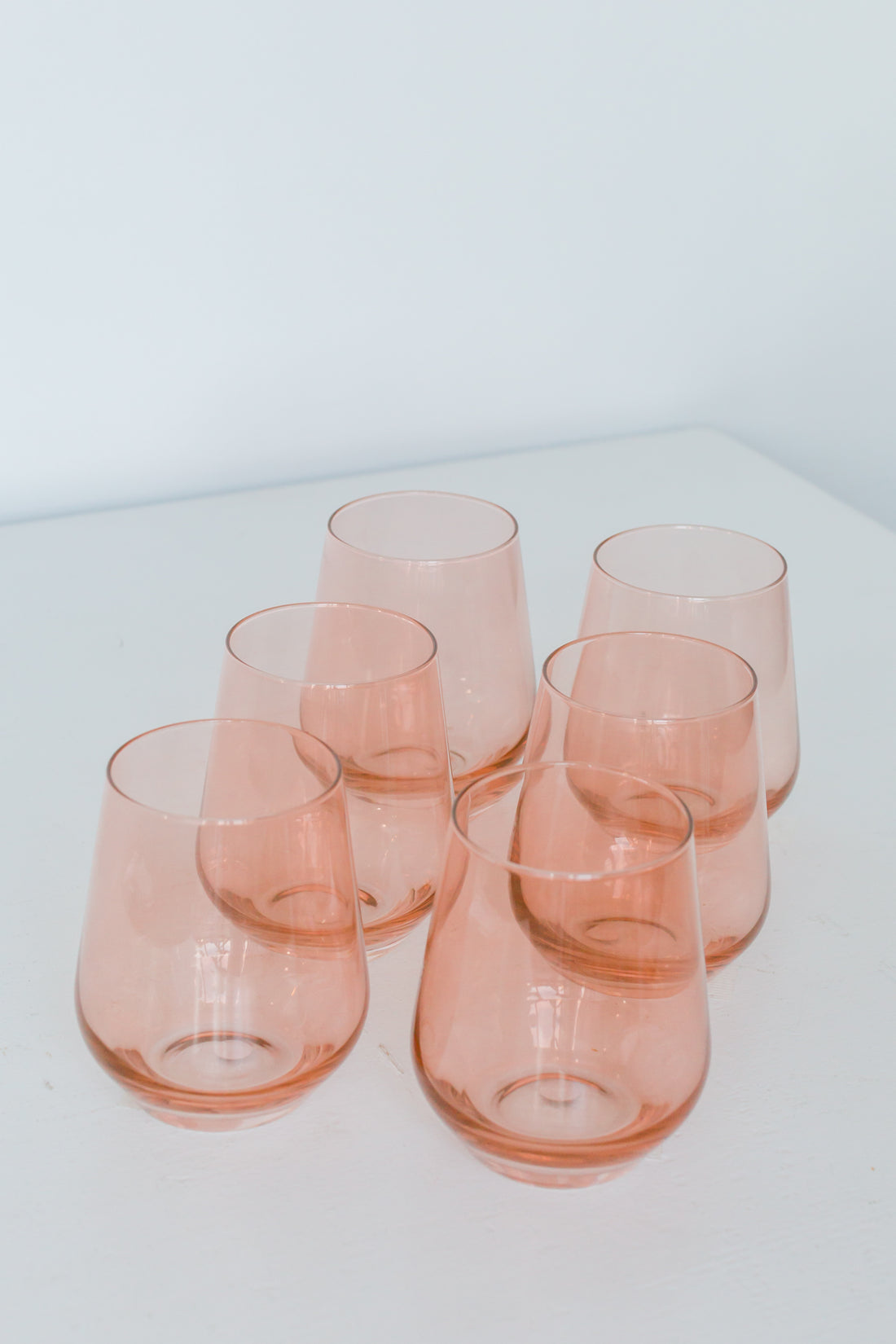 Estelle Colored Wine Stemless - Set of 6- Peach Fuzz {Our Coral Peach Pink}