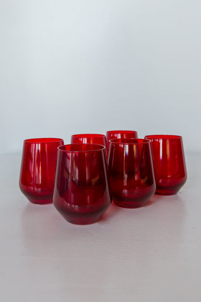 Estelle Colored Wine Stemless - Set of 6 {Red}