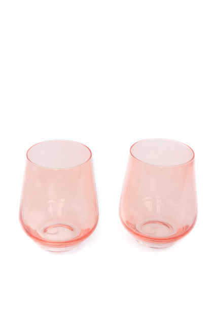 Estelle Colored Wine Stemless - Set of 6-  Peach Fuzz {Our Coral Peach Pink}