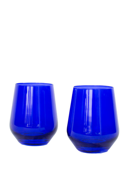 Estelle Colored Wine Stemless - Set of 2 {Royal Blue}
