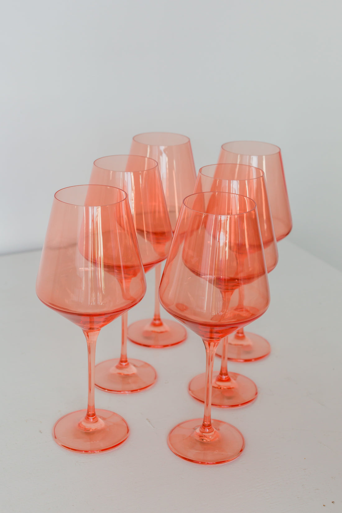 Estelle Colored Wine Stemware - Set of 6- Peach Fuzz {Our Coral Peach Pink}